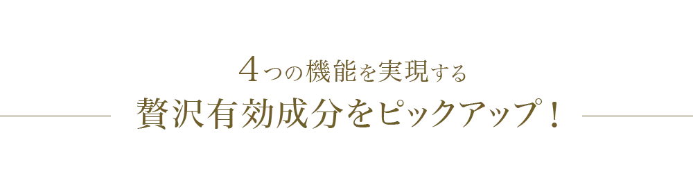 4つの機能を実現する 贅沢有効成分をピックアップ!