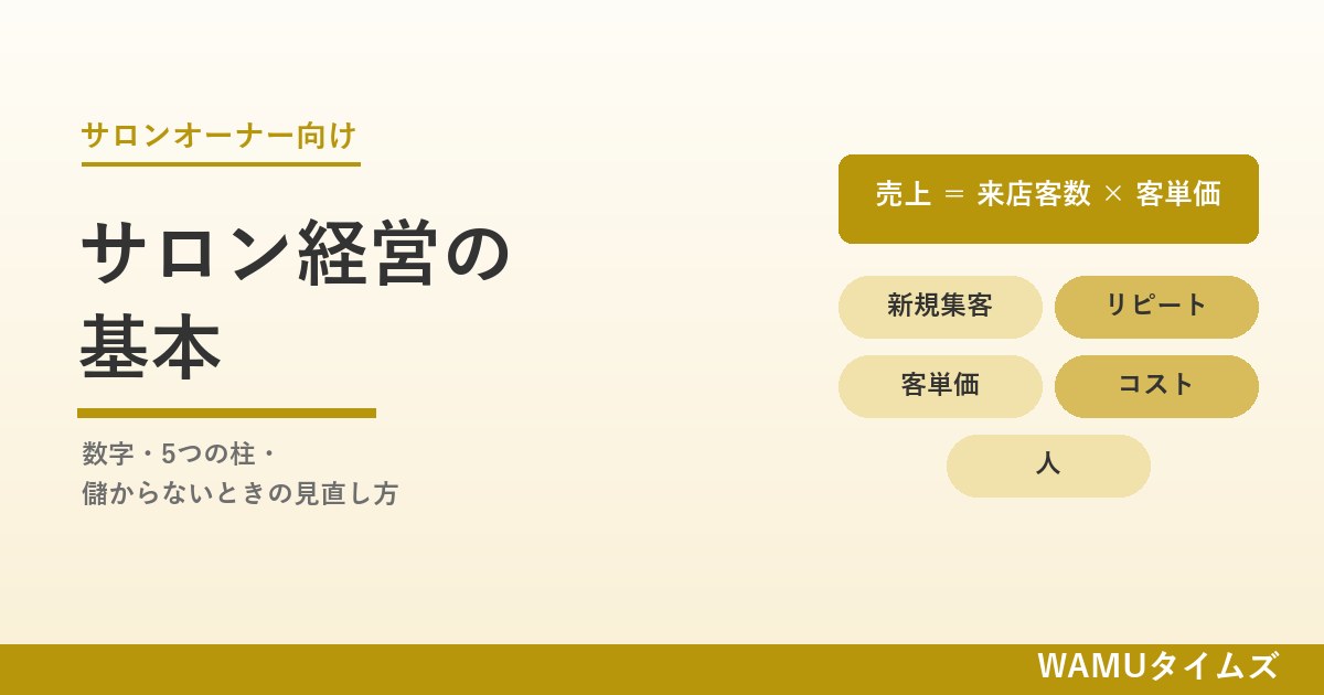 サロン経営の基本｜売上の仕組み・成功サロンの共通点・儲からないときの見直し方【2026年版】