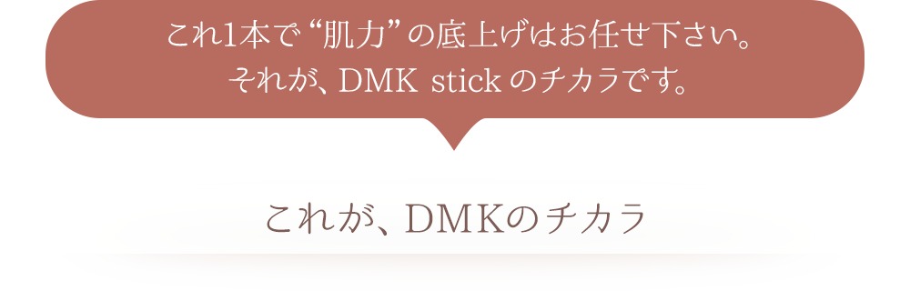 これ1本で肌力の底上げはお任せ下さい。それが、DMK stickのチカラです。